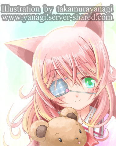 猫耳と眼帯の女の子イラスト