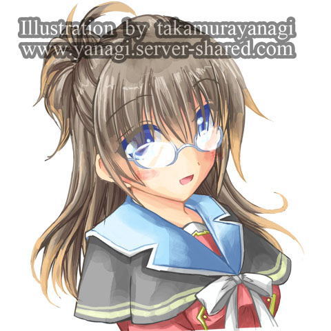 眼鏡をかけた制服女の子のイラスト
