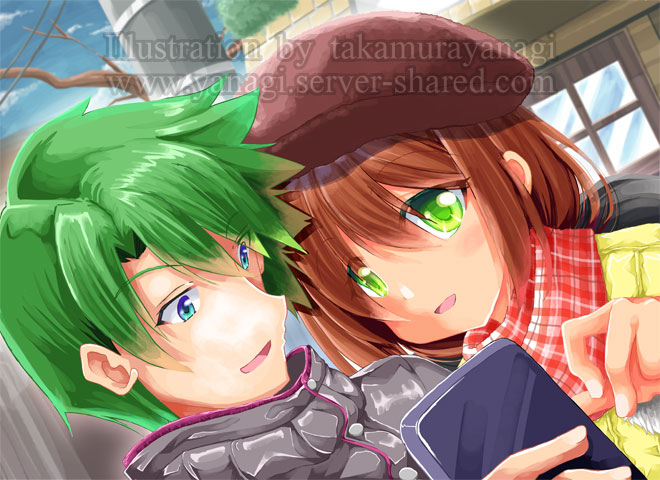 つむぎとゆうまのお出かけイラスト