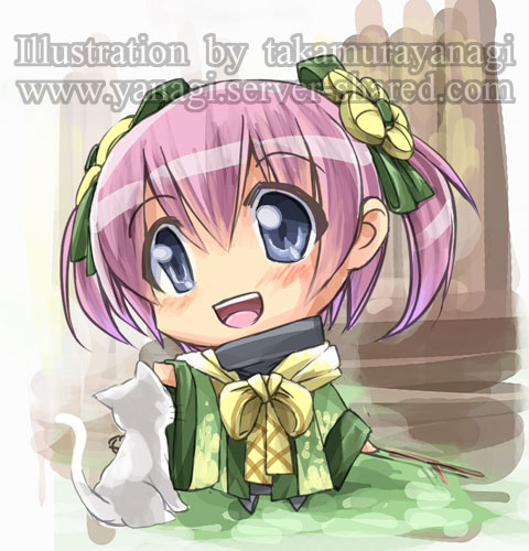 子猫と女の子ちびキャライラスト