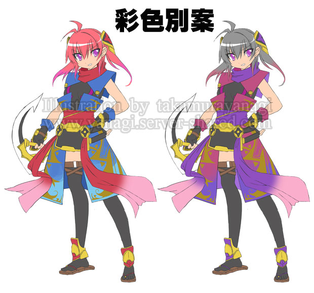 自由奔放な女忍びキャラデザインの別配色案