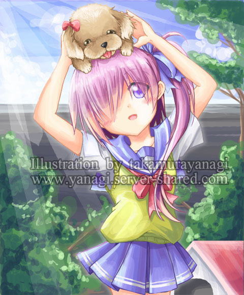 子犬としずくのイラスト