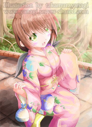 浴衣のつむぎイラスト