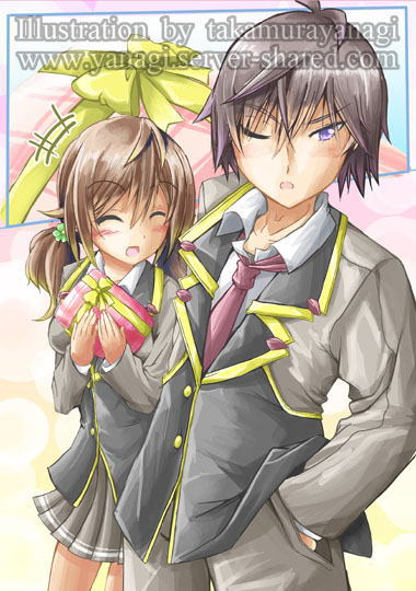 照れる男性と嬉しそうな女性のイラスト